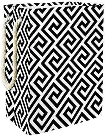 Inhomer crno-bijela geometrijska linija apstraktni uzorak 300D Oxford PVC vodootporna odjeća korpa velika
