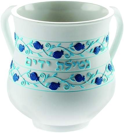 Judaica Polyresin Plava cvjetna ukras za ručne šalice Netilat Yadayim Natla