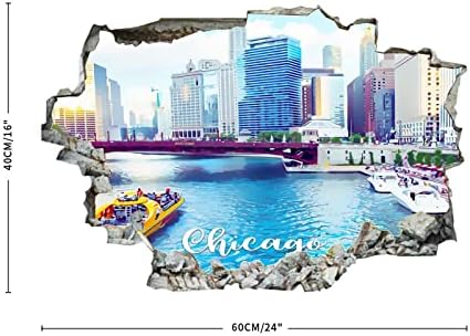 Cocackecken American Illinois Chicago Slikarstvo Art Chicago View 3D Zidni naljepnice Mural Wall Art Umjetni