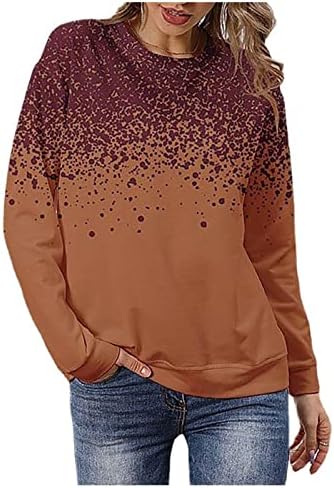 Žene Crewneck Dukserice mastilo tačke ispisa gradijent boje pulover na vrhu labavog pulover s dugim rukavima