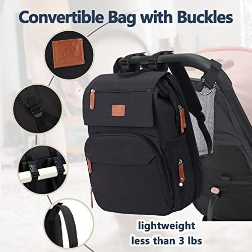 Torba za pelene ruksak multifunkcionalni Crni ruksaci za pelene torbe za presvlačenje beba velikog kapaciteta