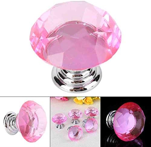 ESTINK ladica za vuču ručka, 10pcs 30mm dijamantski oblik Kristalno stakleni ormarići za ladice sa vijcima za kućni ormar ormar, ružičasti