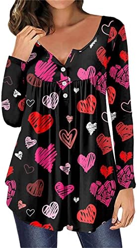 Yubnlvae ženske dukseve za Dan zaljubljenih Dugi rukav trendi Casual O vrat srce štampanje poklona bluze