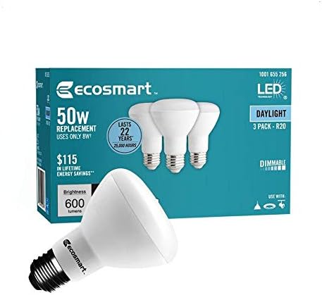 EcoSmart R20 Daylight LED, zatamnjivanje, 600 lumena, 5000k, sijalica od 8 W, E26 Srednja baza
