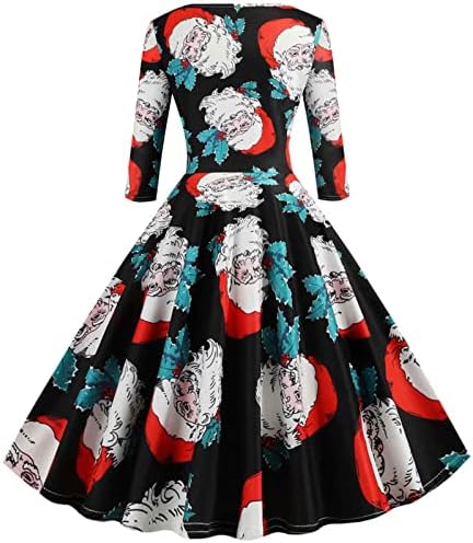 Swing haljine za ženske 1950-ove Vintage Rockabilly Božićna Maturalna haljina dugi rukavi za zabave haljine
