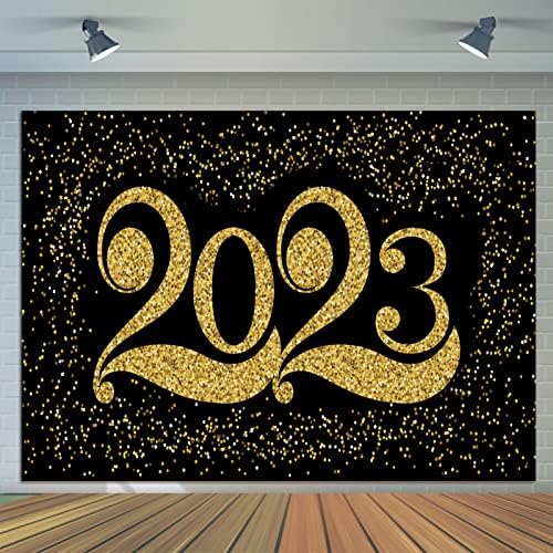 Nova Godina pozadina za fotografiju 7x5ft crno-zlato Photo Booth Party Banner Supplies Happy New Year Eve