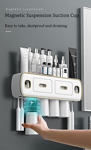 Držač za zube Cquukoi Montiran za kupaonicu Dvostruka automatska automatska pasta za zube raspršivača kit-magnetska