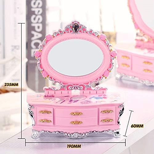 Pink makeup box ogledalo Music Box Prijenosni nakit za skladištenje kućišta Kućni pohranjivanje Organizator