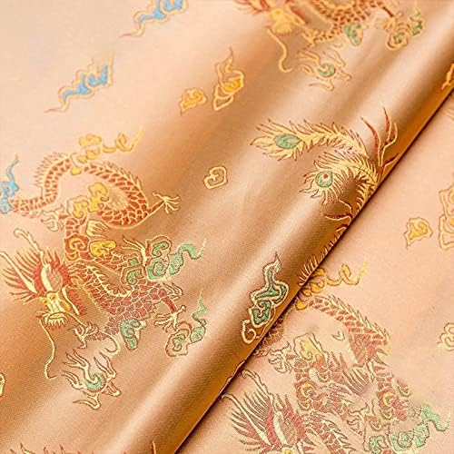 TINGCHAO Brokatna svilena satenska tkanina prekrasna predivna Zlatni šareni Zmaj Phoenix uzorak kineske