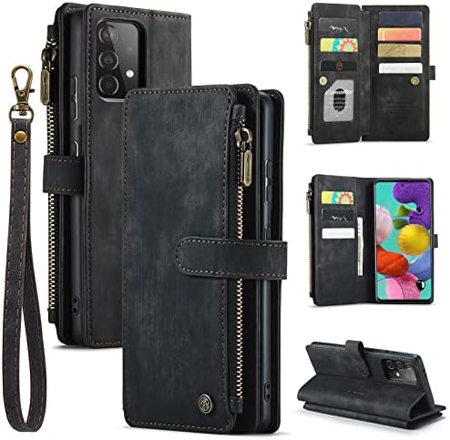 Qltypri torbica za novčanik za Samsung Galaxy A51, Premium Vintage PU kožna futrola za novčanik sa patentnim
