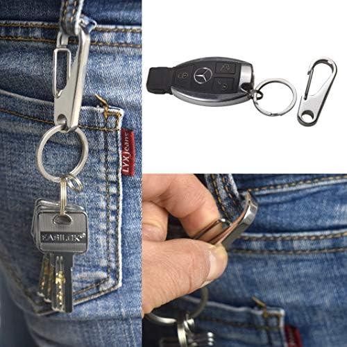 EasILok Keychain Knez na ključu za ključeve ključeva, ekstra debeli metalni držač od nehrđajućeg čelika Organizovanje ključeva, brzo puštanje opruga za učvršćivanje za automatsko pretraživanje ključeva hodanja