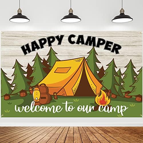 Roetyce kamping tematske dekoracije za zabave happy camper Banner Backdrop 5.9 x 3.6 Ft, okupljanja porodičnih