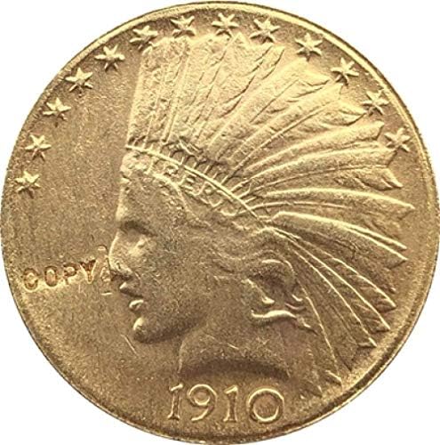 Challenge Coin 24-K pozlaćeni 1910-D 10 zlatni indijski poluorasni novčić Cop Copy CopyCollection Gift Coin