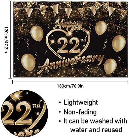 Sretna 40. godišnjica pozadina Banner Decor crno zlato-Glitter Love Heart Happy 40 godina godišnjica vjenčanja