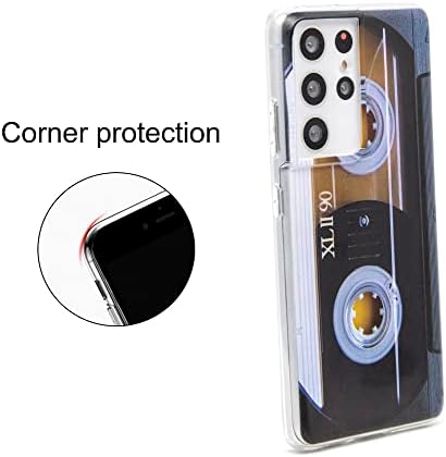FATEAMLL futrola za Galaxy S21 Ultra, otporan na udarce sa TPU soft bačva retro muzička kaseta kaseta Case